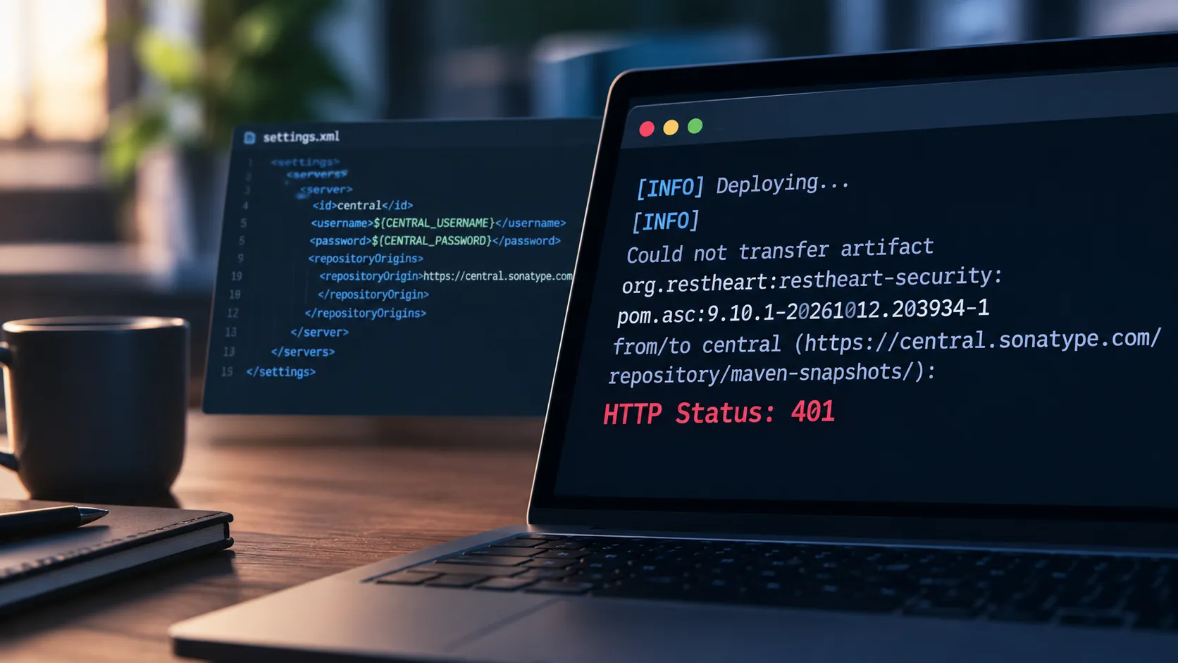 Maven Central snapshot deployment failing with HTTP 401